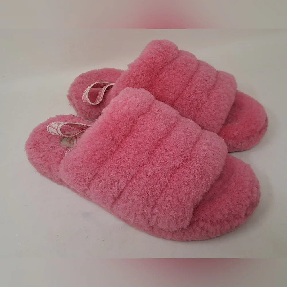 Ugg Women's Fluff Yeah Slide Slippers Fuzzy Pink Sandals Strappy Slip On 7 US - Picture 3 of 10